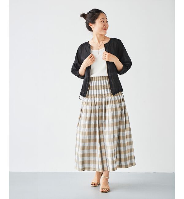 le.coeur blanc「チェック&times;ストライプシャーリングスカート」|スカート|