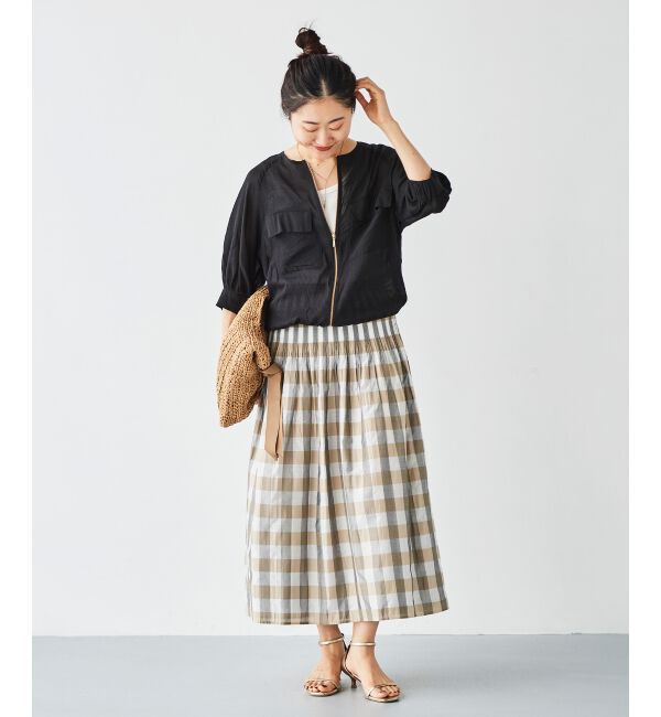 le.coeur blanc「チェック&times;ストライプシャーリングスカート」|スカート|