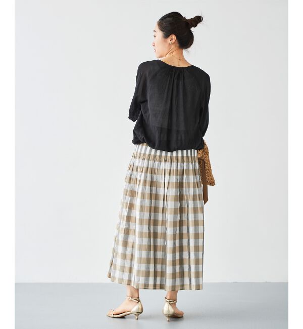 le.coeur blanc「チェック&times;ストライプシャーリングスカート」|スカート|