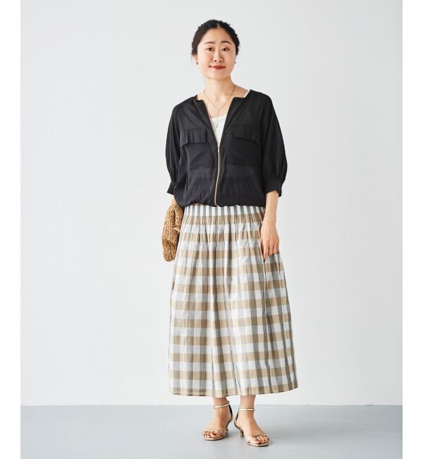 le.coeur blanc「チェック&times;ストライプシャーリングスカート」|スカート|