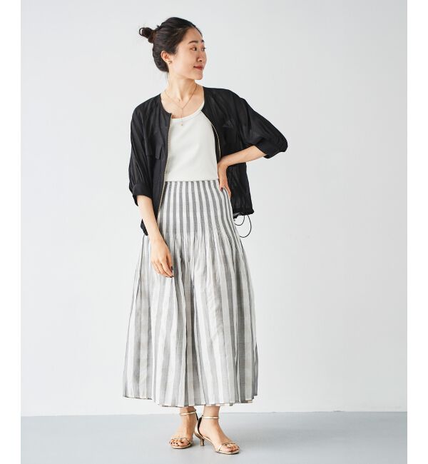 le.coeur blanc「チェック&times;ストライプシャーリングスカート」|スカート|