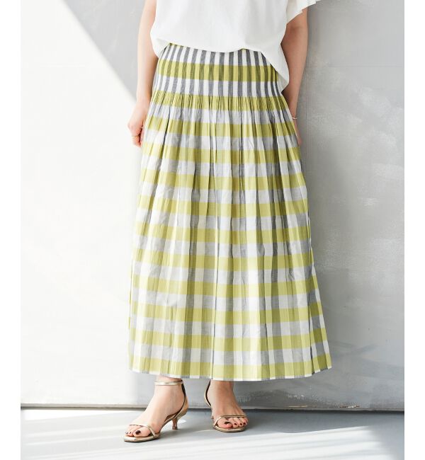 le.coeur blanc「チェック&times;ストライプシャーリングスカート」|スカート|
