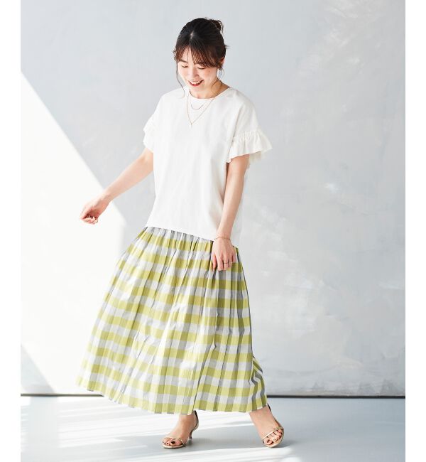 le.coeur blanc「チェック&times;ストライプシャーリングスカート」|スカート|