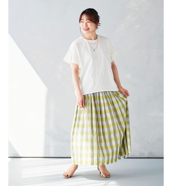 le.coeur blanc「チェック&times;ストライプシャーリングスカート」|スカート|