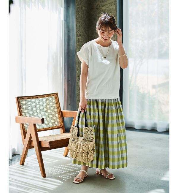 le.coeur blanc「チェック&times;ストライプシャーリングスカート」|スカート|