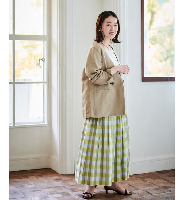 le.coeur blanc「チェック&times;ストライプシャーリングスカート」|スカート|