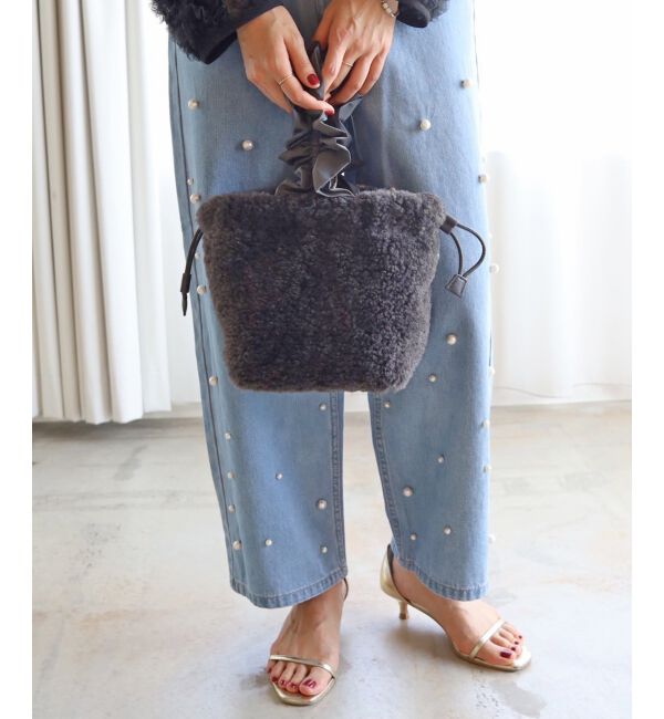 le.coeur blanc「フリルワンハンドルボアトート」|トートバッグ|グレー