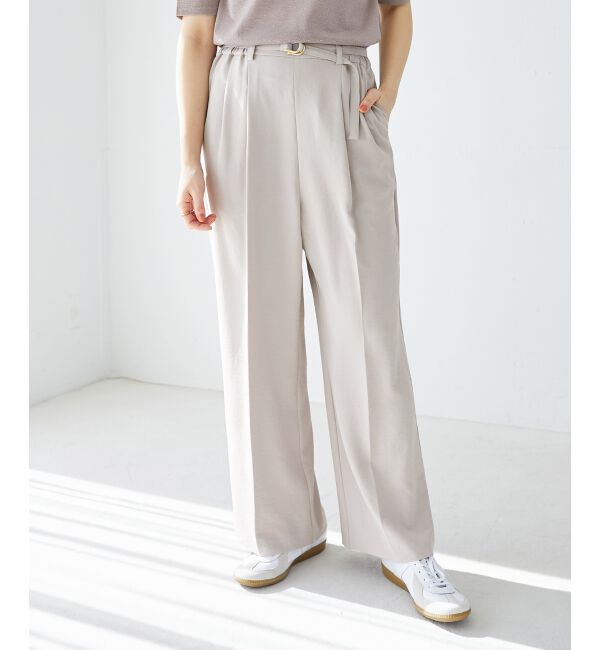  「ハイストレッチカルゼワッシャーベルテッドパンツ」|その他|L／グレー