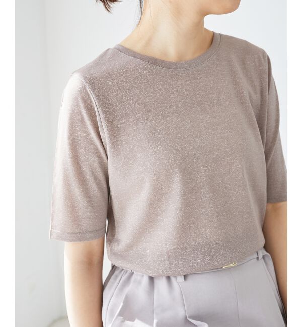 le.coeur blanc「《手洗い可能》シンプルラメＴシャツ」|Tシャツ・カットソー|