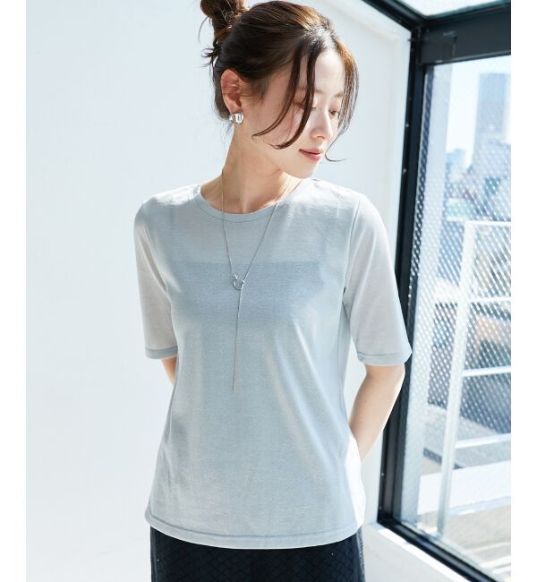 le.coeur blanc「《手洗い可能》シンプルラメＴシャツ」|Tシャツ・カットソー|