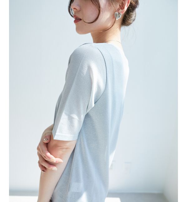 le.coeur blanc「《手洗い可能》シンプルラメＴシャツ」|Tシャツ・カットソー|