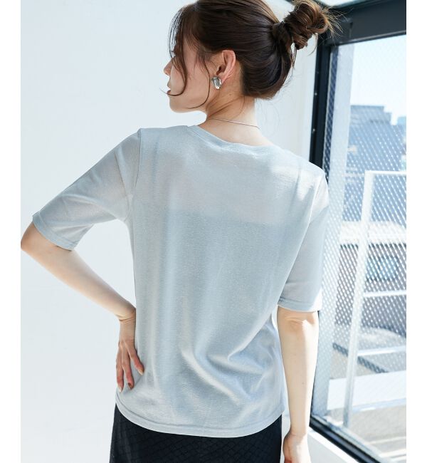 le.coeur blanc「《手洗い可能》シンプルラメＴシャツ」|Tシャツ・カットソー|