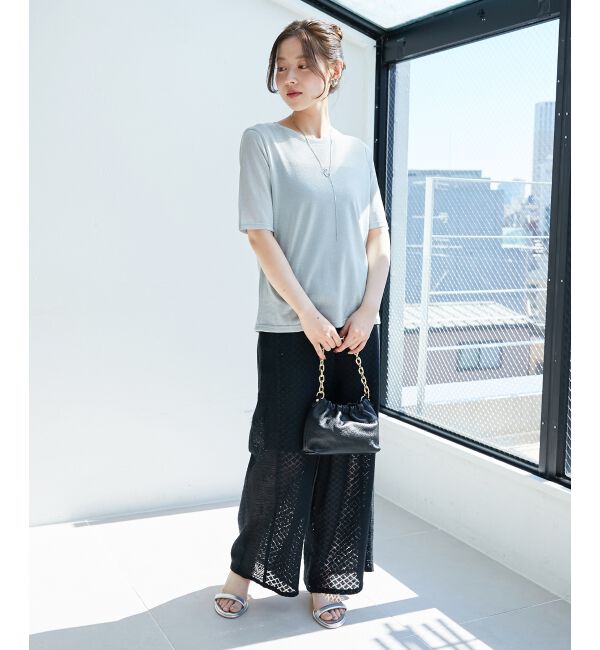 le.coeur blanc「《手洗い可能》シンプルラメＴシャツ」|Tシャツ・カットソー|