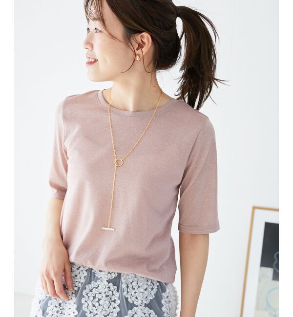 le.coeur blanc「《手洗い可能》シンプルラメＴシャツ」|Tシャツ・カットソー|