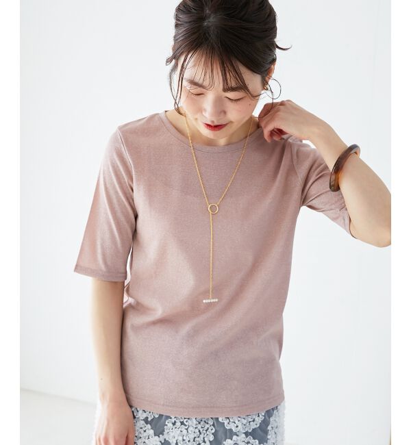 le.coeur blanc「《手洗い可能》シンプルラメＴシャツ」|Tシャツ・カットソー|