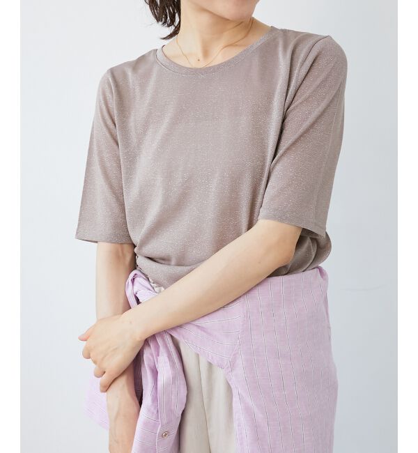 le.coeur blanc「《手洗い可能》シンプルラメＴシャツ」|Tシャツ・カットソー|