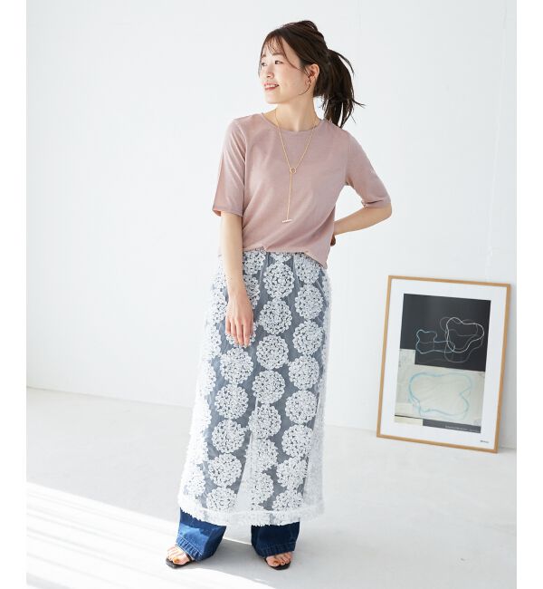 le.coeur blanc「《手洗い可能》シンプルラメＴシャツ」|Tシャツ・カットソー|