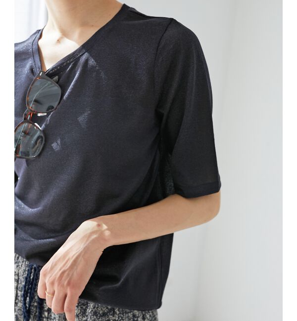 le.coeur blanc「《手洗い可能》シンプルラメＴシャツ」|Tシャツ・カットソー|