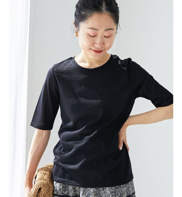 le.coeur blanc「《手洗い可能》シンプルラメＴシャツ」|Tシャツ・カットソー|