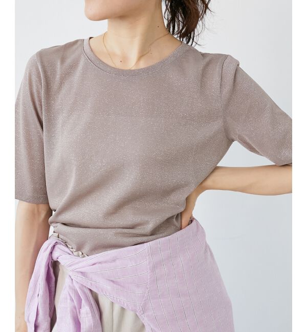 le.coeur blanc「《手洗い可能》シンプルラメＴシャツ」|Tシャツ・カットソー|