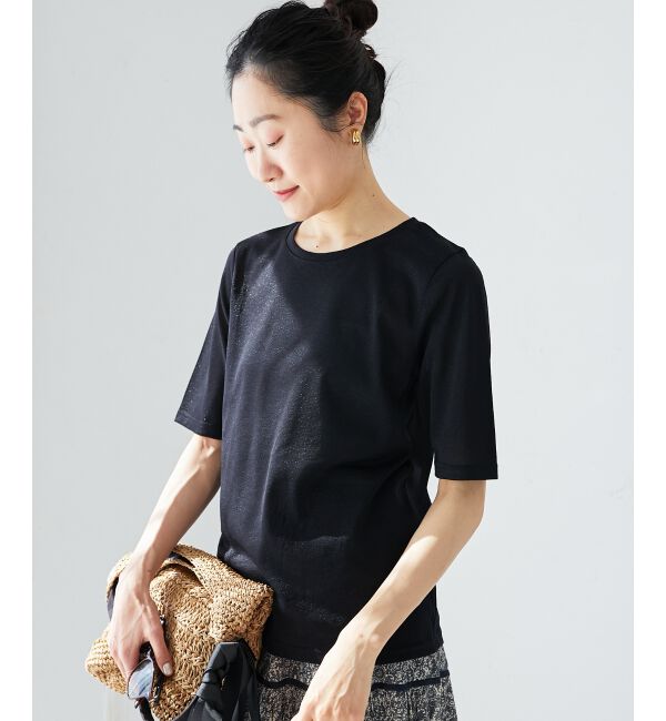 le.coeur blanc「《手洗い可能》シンプルラメＴシャツ」|Tシャツ・カットソー|