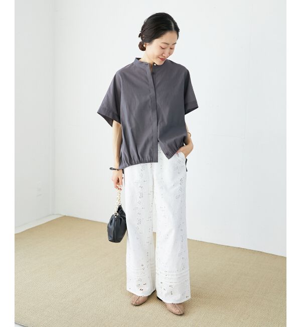  「《手洗い可能》シアー麻シャンブレードロストギャザーシャツ」|シャツ・ブラウス|