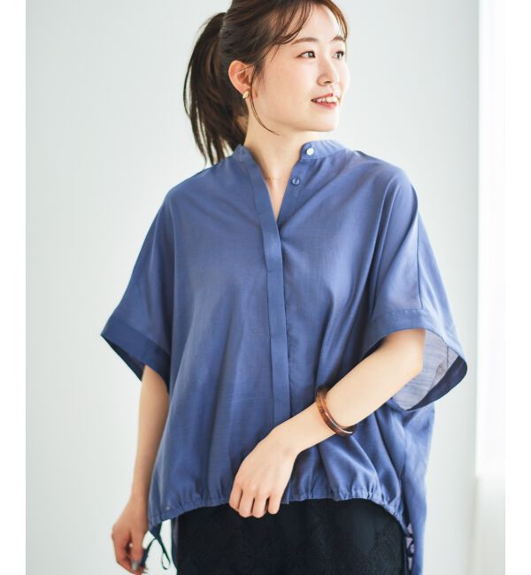  「《手洗い可能》シアー麻シャンブレードロストギャザーシャツ」|シャツ・ブラウス|