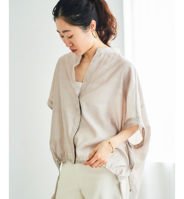  「《手洗い可能》シアー麻シャンブレードロストギャザーシャツ」|シャツ・ブラウス|