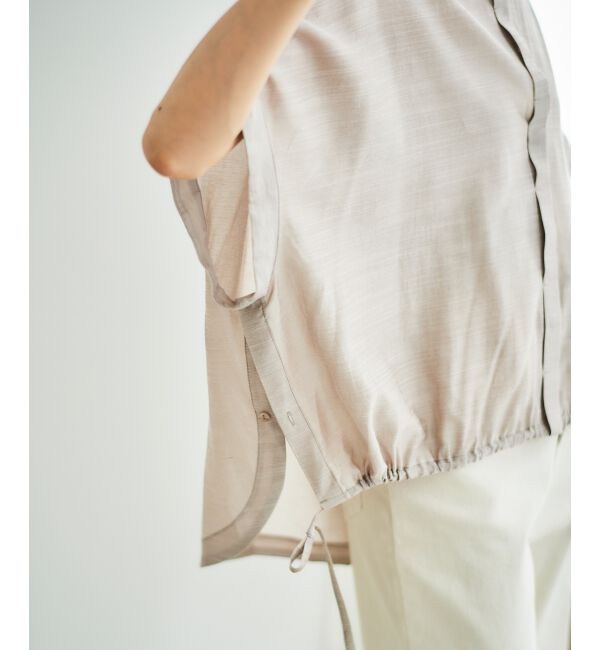  「《手洗い可能》シアー麻シャンブレードロストギャザーシャツ」|シャツ・ブラウス|