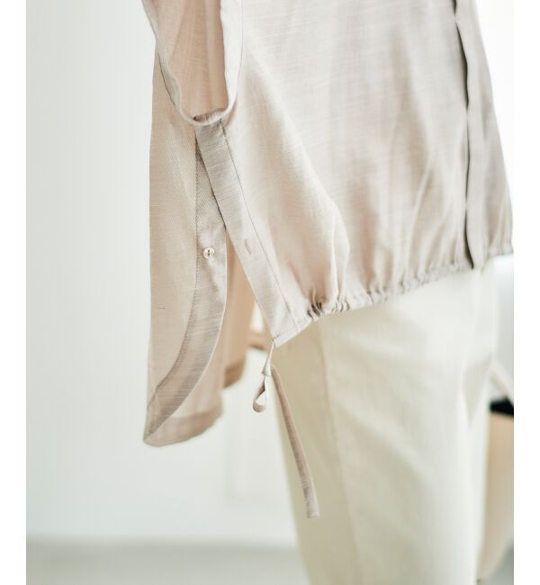  「《手洗い可能》シアー麻シャンブレードロストギャザーシャツ」|シャツ・ブラウス|