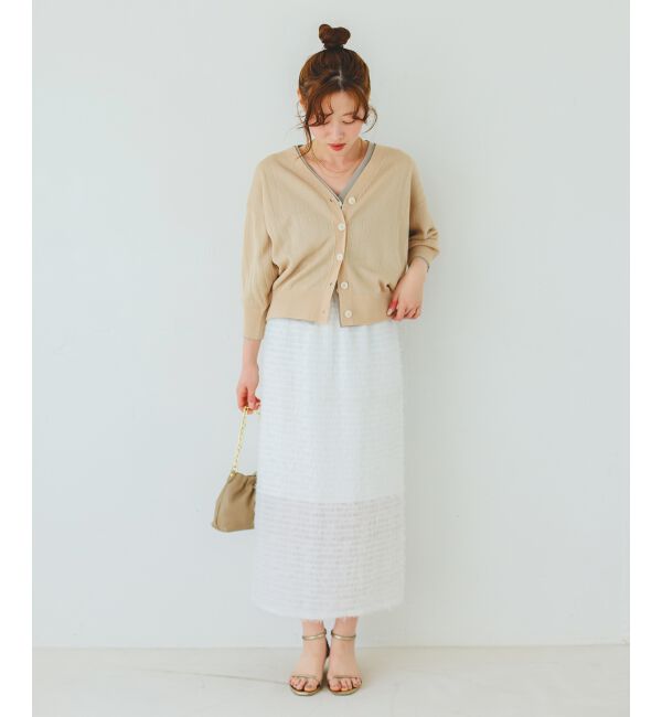  「《手洗い可能》シアーワイドリブラメVカーディガン」|カーディガン|