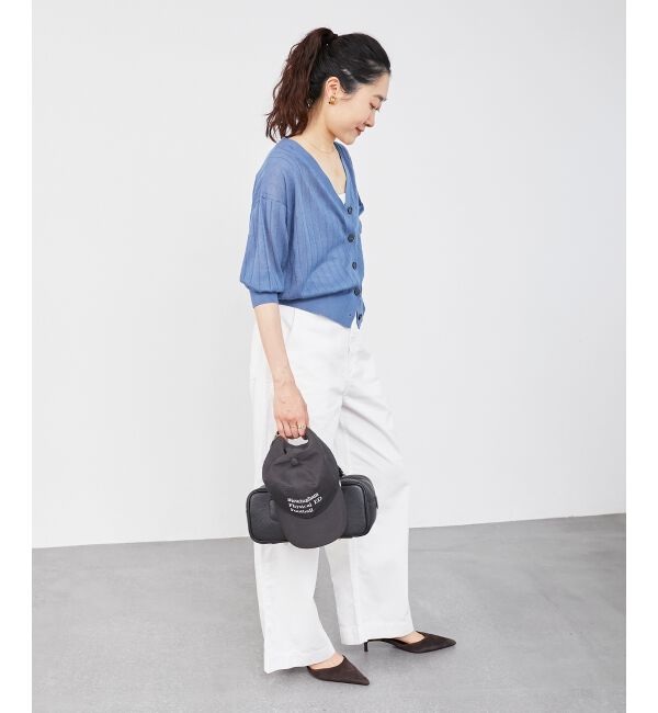  「《手洗い可能》シアーワイドリブラメVカーディガン」|カーディガン|