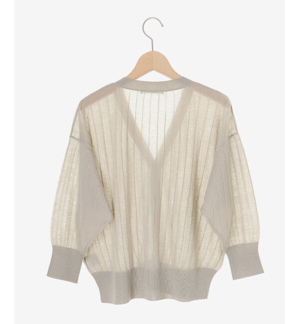  「《手洗い可能》シアーワイドリブラメVカーディガン」|カーディガン|