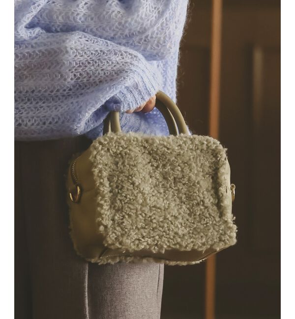  「ボアコンビ2WAYミニボストン」|ボストンバッグ|オリーブ