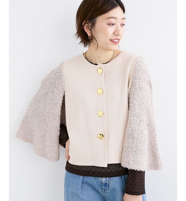  「《手洗い可能》TORRAZZO DONNA別注 フレアケープニットカーデ」|カーディガン|