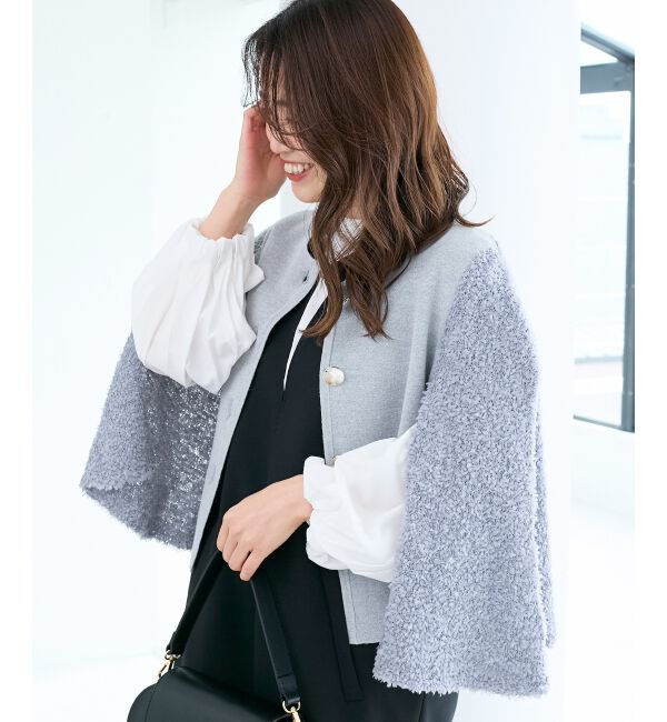  「《手洗い可能》TORRAZZO DONNA別注 フレアケープニットカーデ」|カーディガン|