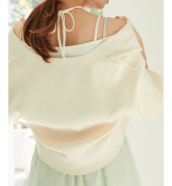 MAJESTICLEGON「クロスストラップリブトップス」|Tシャツ・カットソー|