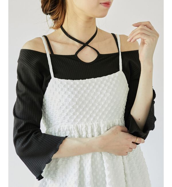 MAJESTICLEGON「クロスストラップリブトップス」|Tシャツ・カットソー|