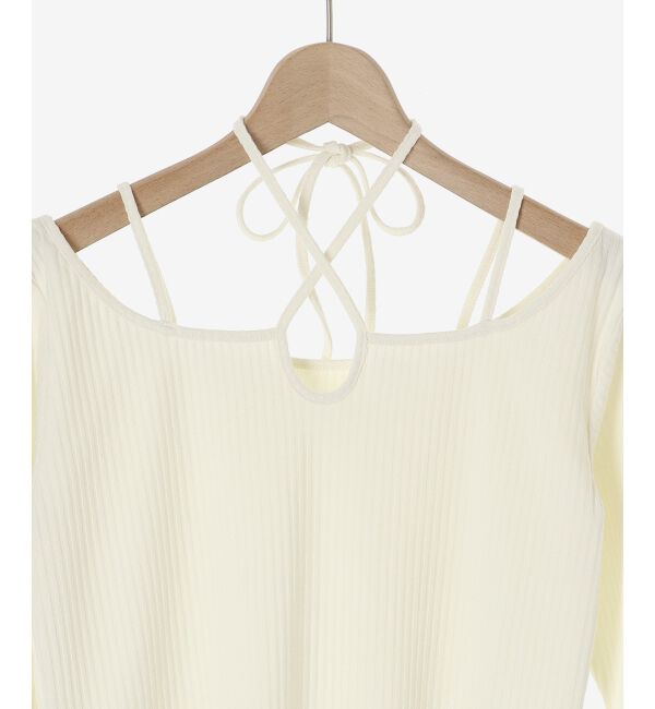 MAJESTICLEGON「クロスストラップリブトップス」|Tシャツ・カットソー|