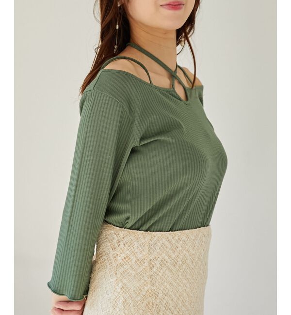 MAJESTICLEGON「クロスストラップリブトップス」|Tシャツ・カットソー|