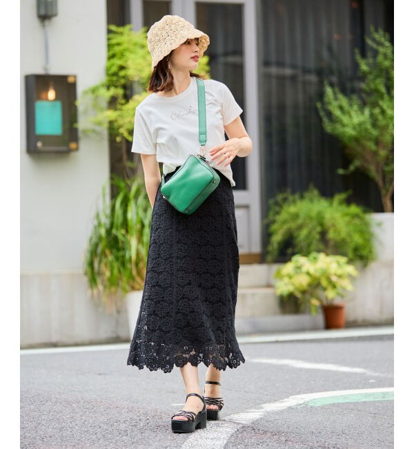 MAJESTICLEGON「クロシェロングスカート」|スカート|ブラック