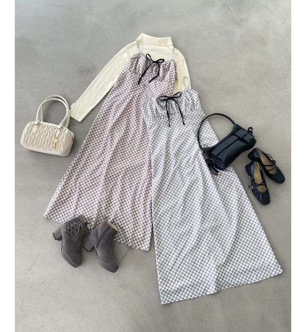 MAJESTICLEGON「プチフリルチェックキャミワンピース」|ワンピース|