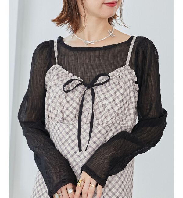 MAJESTICLEGON「プチフリルチェックキャミワンピース」|ワンピース|