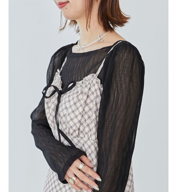 MAJESTICLEGON「プチフリルチェックキャミワンピース」|ワンピース|