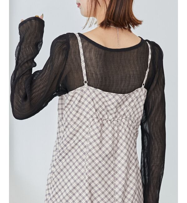 MAJESTICLEGON「プチフリルチェックキャミワンピース」|ワンピース|