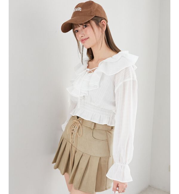  「フロントリボンシアーフリルブラウス」|シャツ・ブラウス|