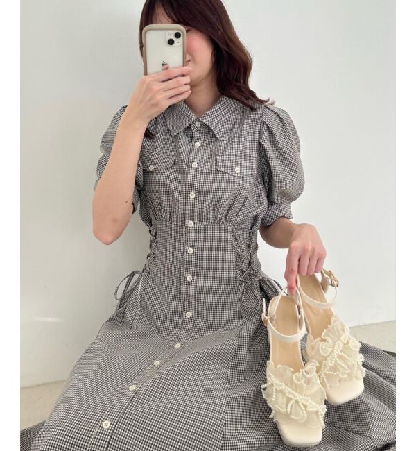  「サイドレースアップシャツワンピース」|ワンピース|