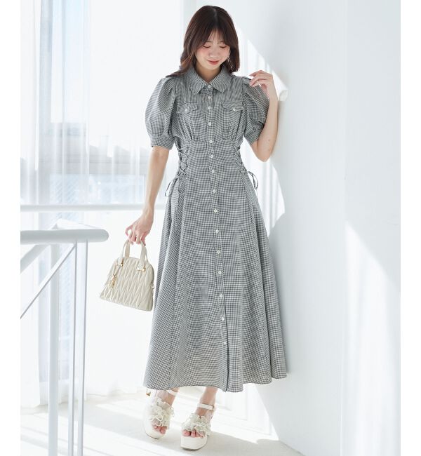  「サイドレースアップシャツワンピース」|ワンピース|