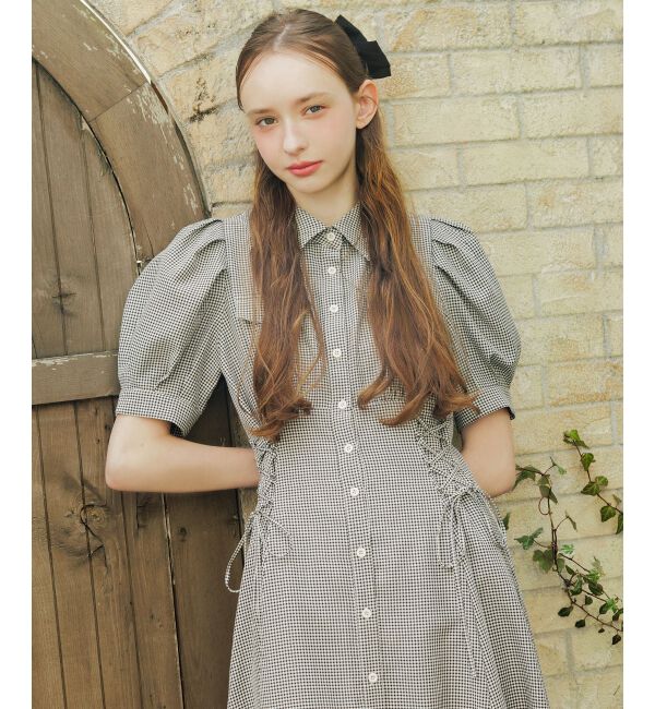  「サイドレースアップシャツワンピース」|ワンピース|