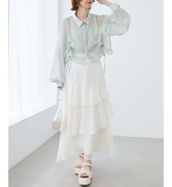  「インナー付きドロストシアーブラウス」|シャツ・ブラウス|